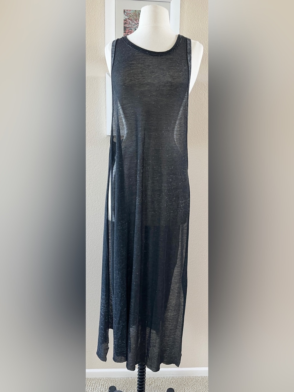 Leith Heathered Charcoal Scoop Neck Tank